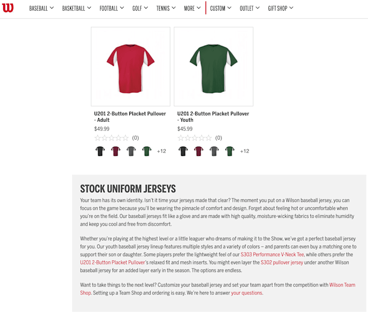Cover image for Wilson Sporting Goods Category & Product Descriptions