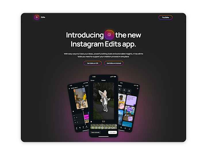 Cover image for Instagram Edits Landing Page Design