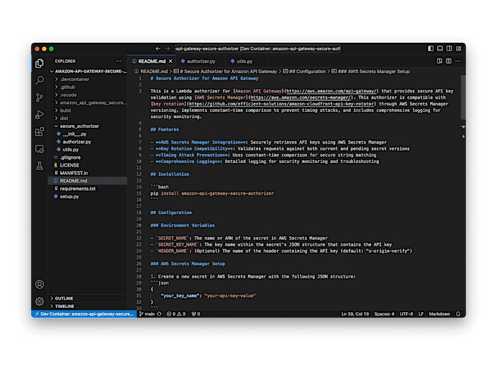 Cover image for Secure Authorizer for Amazon API Gateway (AWS, Python)