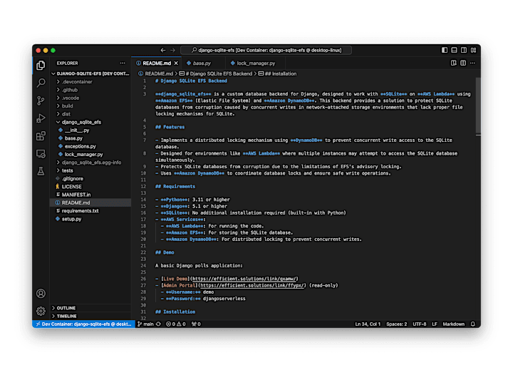 Cover image for Django SQLite EFS Backend (AWS, Python, Django)