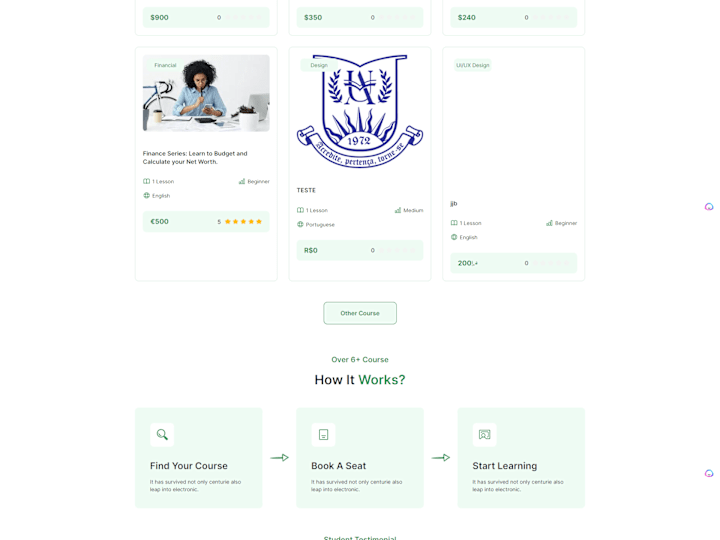 Cover image for E-Learning web app development