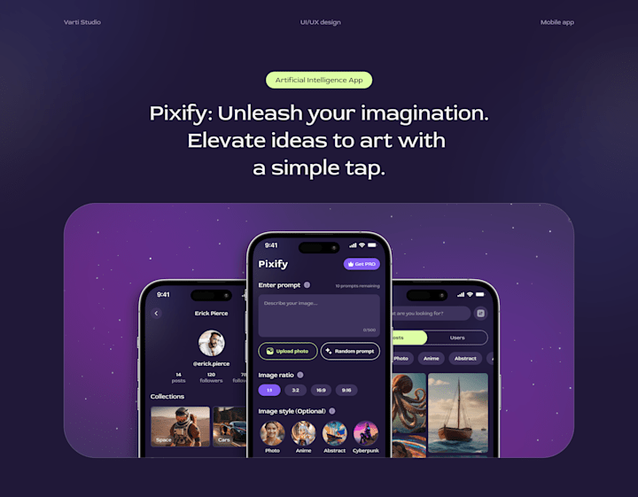 Cover image for Pixify: UI/UX design for AI-generating app