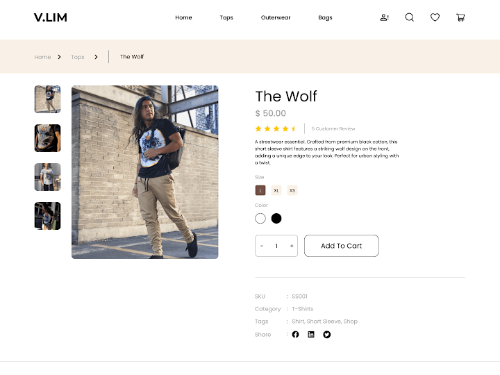 Cover image for 👕 V.LIM (E-Commerce Squarespace Website Design)