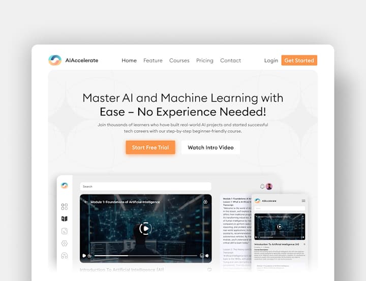 Cover image for AIAccelerate - An EdTech Landing Page UI Design :: Behance