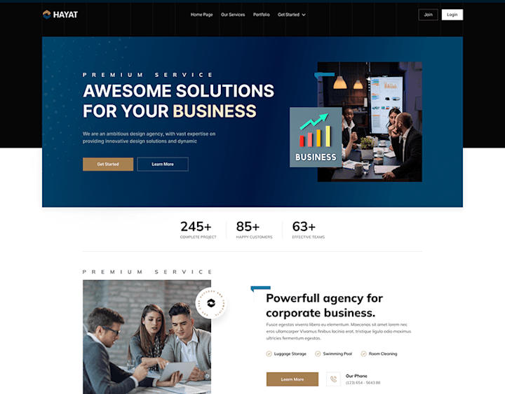 Cover image for Business consultancy landing page design (Dark mood)