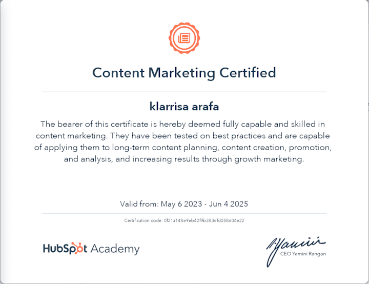 Cover image for Content Marketing Certification from HubSpot