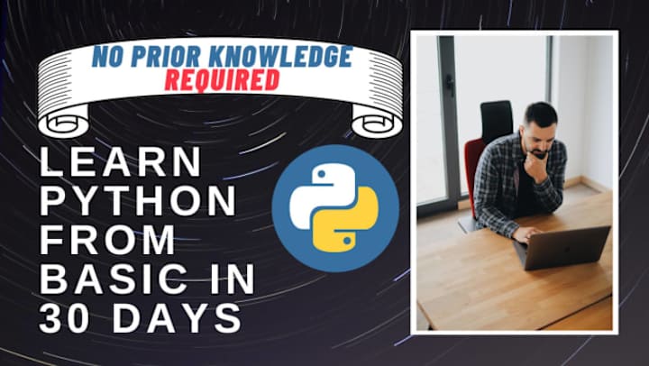 Cover image for Tutor or Teach python programming from basic in 30 days