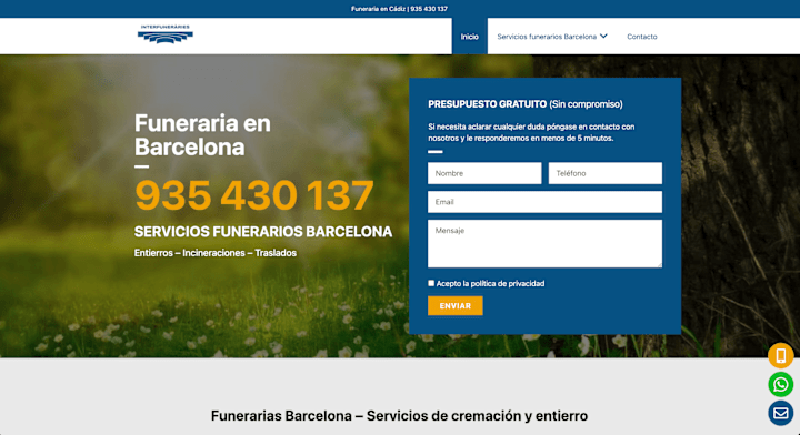 Cover image for Interfunerarias Landing Pages