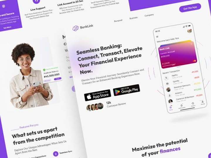 Cover image for Framer Landing Page for BankLink Mobile Banking App