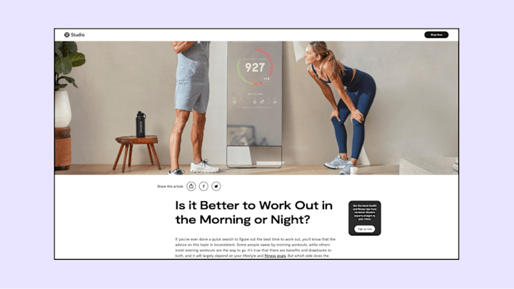 Cover image for Lululemon Studio - Webflow Blog Development