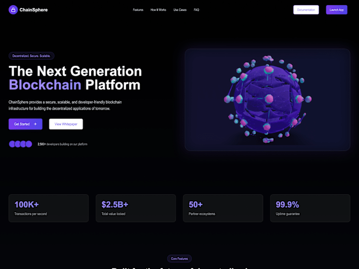 Cover image for ChainSphere • Next‑Gen Blockchain Platform