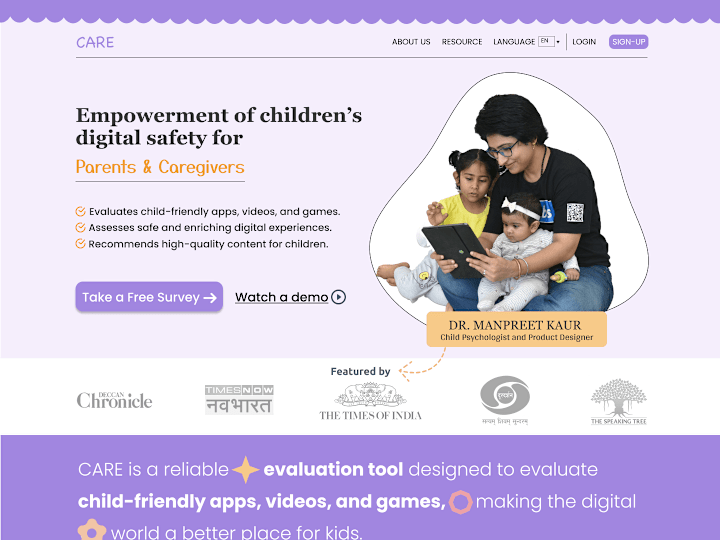 Cover image for Engaging Landing Page for the Children's Digital Safety Web App