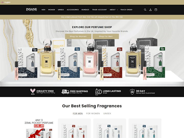 Cover image for Insane Perfumes Development from Logo to packaging to website