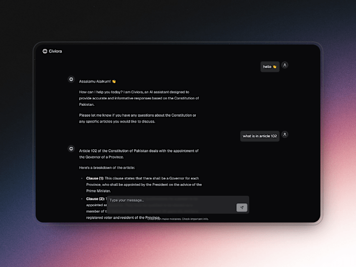 Cover image for Civiora: AI-Powered Constitutional Education Tool