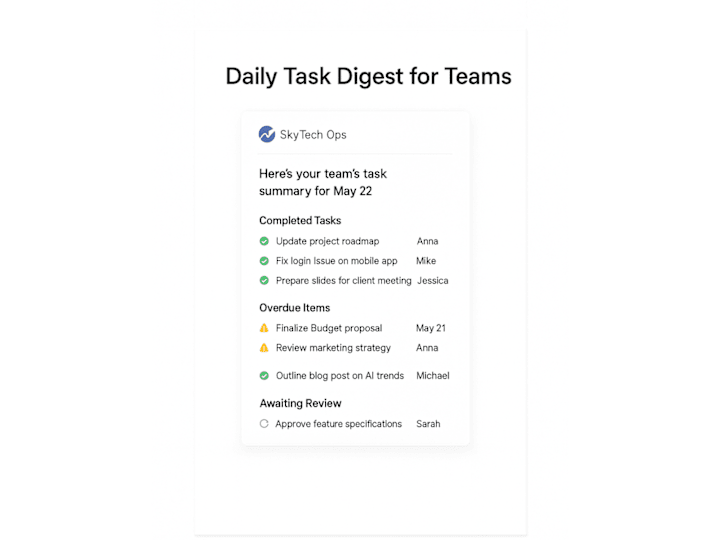 Cover image for SkyTech Ops – Automated Task Summary via Email & Slack