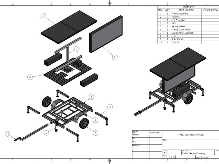 Cover image for Frame assembly drawing for a trailer screen