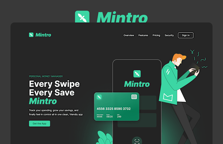 Cover image for Mintro Digital Wallet Landing Page Design