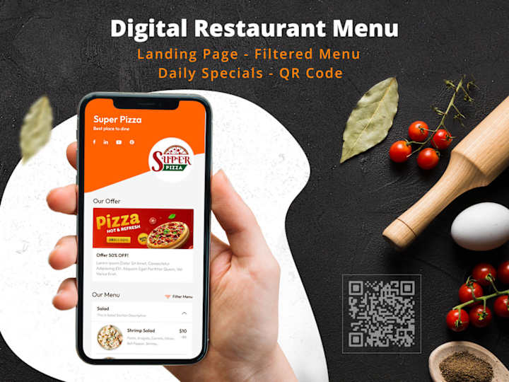 Cover image for Digital Restaurant Menu with QR Code - Simple and Interactive