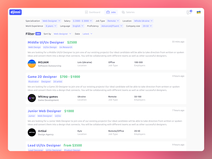 Cover image for Djinni - 🧑‍💼 Recruitment Platform | Desktop | Ui/Ux Startup