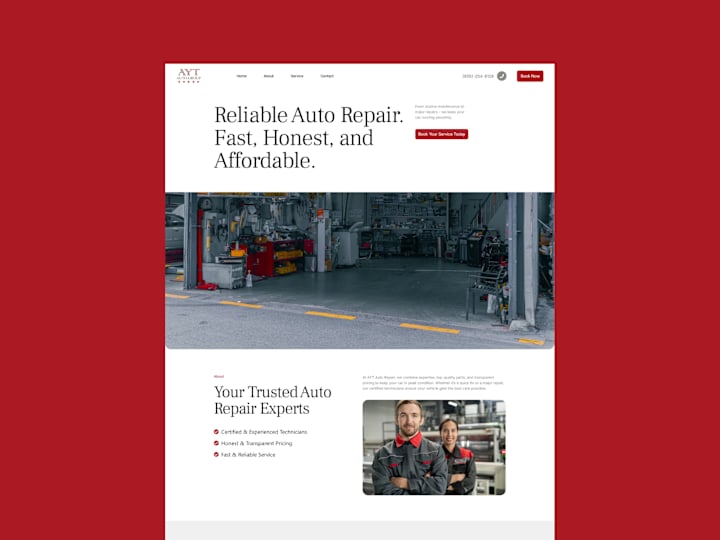 Cover image for landing page design exploration for Autorepair shop