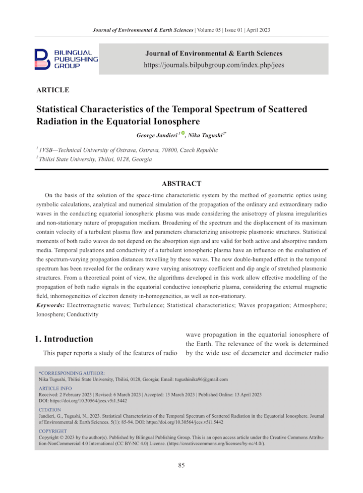 Cover image for Statistical Characteristics of the Temporal Spectrum of Scatter…