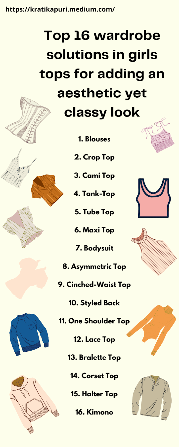 Cover image for 16 wardrobe solutions in girls tops for adding an aesthetic look