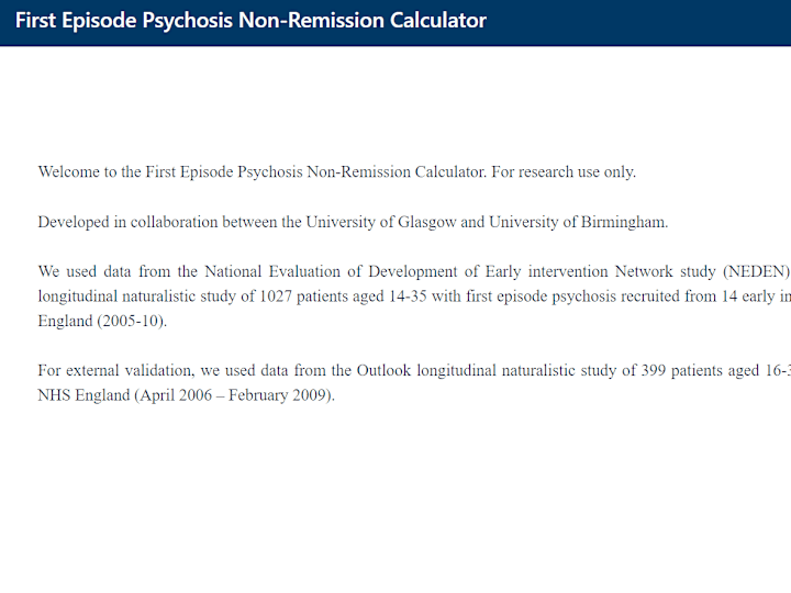 Cover image for Psychosis Outcome Calculator