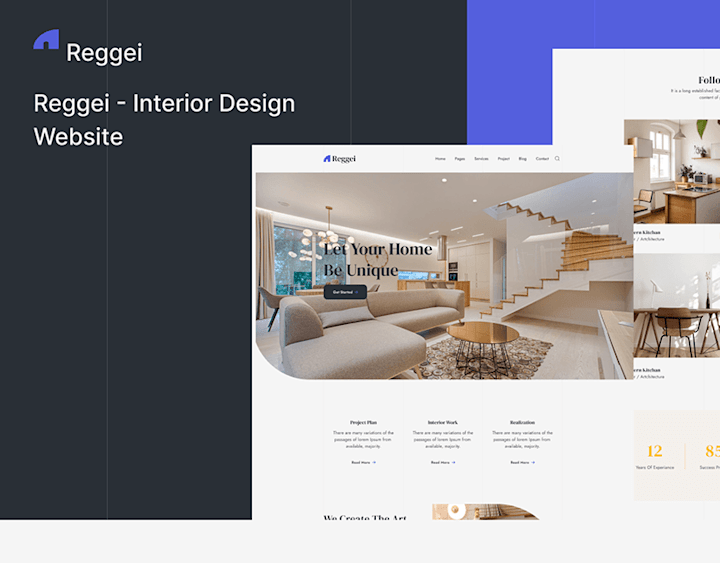 Cover image for Reggei Interior Design Website on Behance