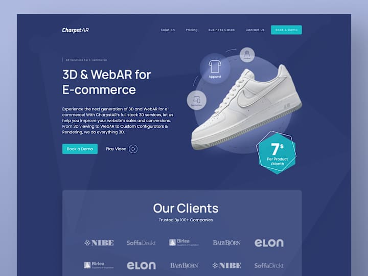 Cover image for AR Technology Startup For E-commerce Interactive Web Design 