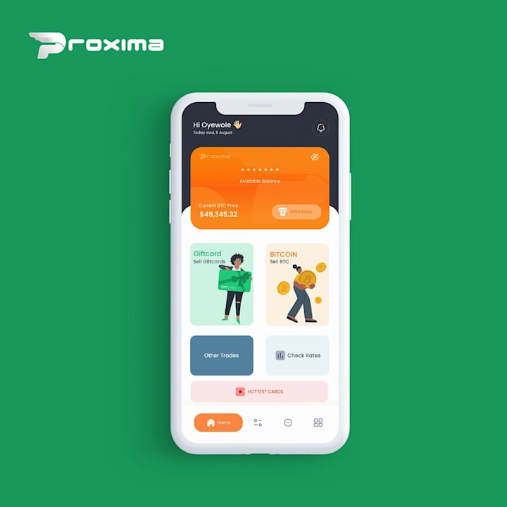 Cover image for Proxima App: Designing a Seamless Crypto & Gift Card Experience