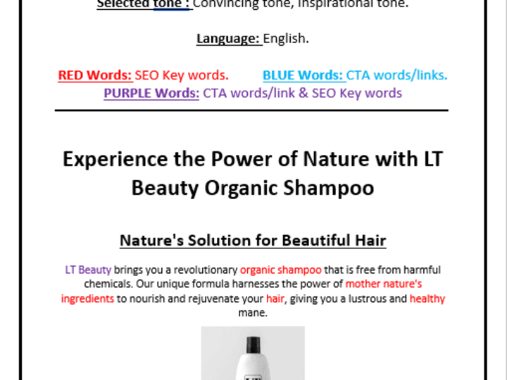 Cover image for Landing page for an organic shampoo marketing!