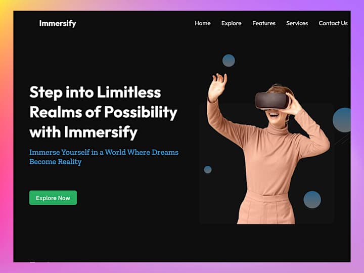 Cover image for immersify  landing page Design