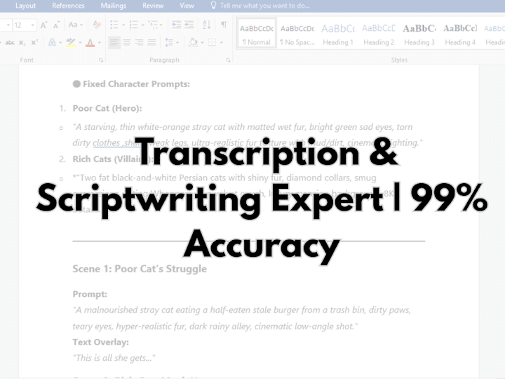 Cover image for  Transcription & Scriptwriting Expert | 99% Accuracy