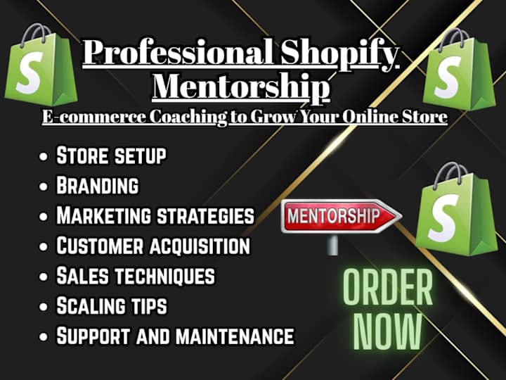 Cover image for shopify mentorship ecommerce coaching to grow your online store