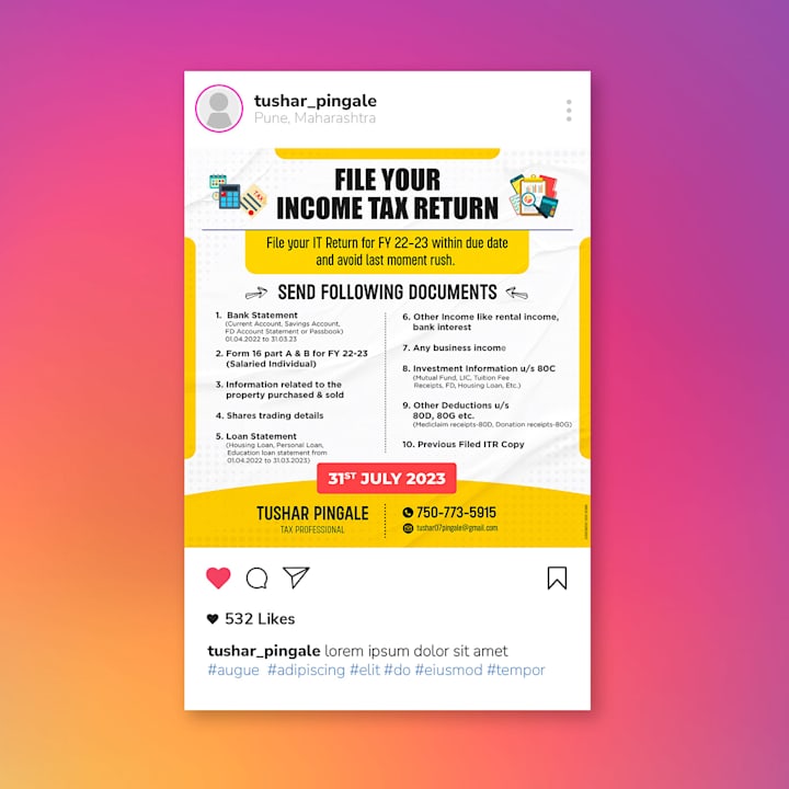 Cover image for Tax Agency - Social Media Design Concept :: Behance
