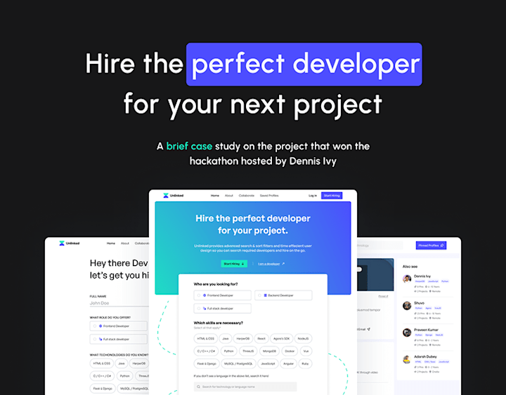 Cover image for Website for hiring developers - Hackathon Winner on Behance