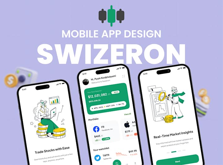 Cover image for 📊 Swizeron - Stock Trading Mobile App Design 📈  💼 