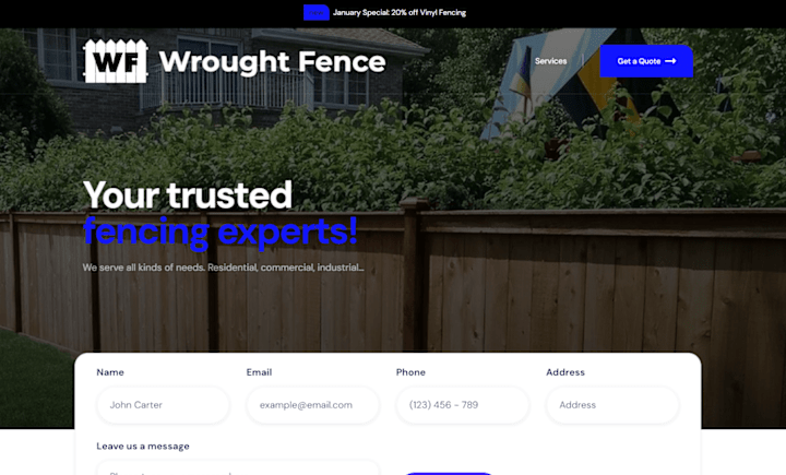 Cover image for Website for a fencing company 