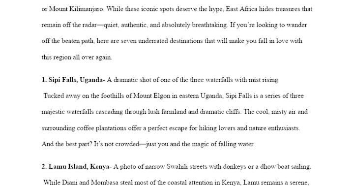 Cover image for Exploring Hidden Gems of East Africa