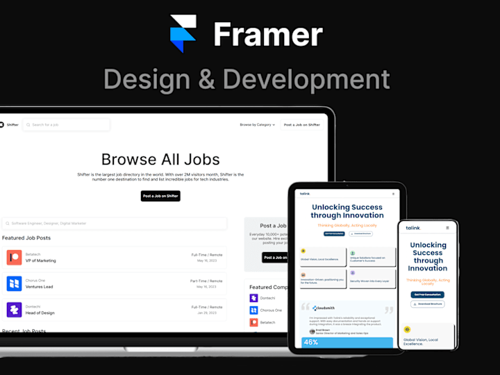 Cover image for Framer Landing Page Design & Development Services