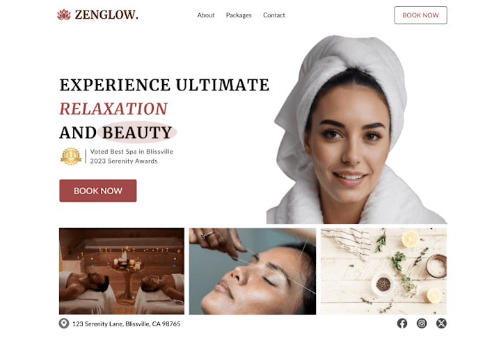 Cover image for Spa Landing Page