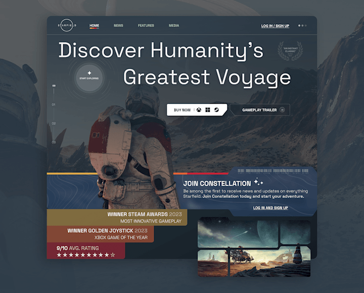 Cover image for Starfield Game Website Design Concept 