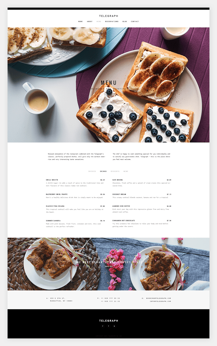 Cover image for Telegraph – Minimal Restaurant Website