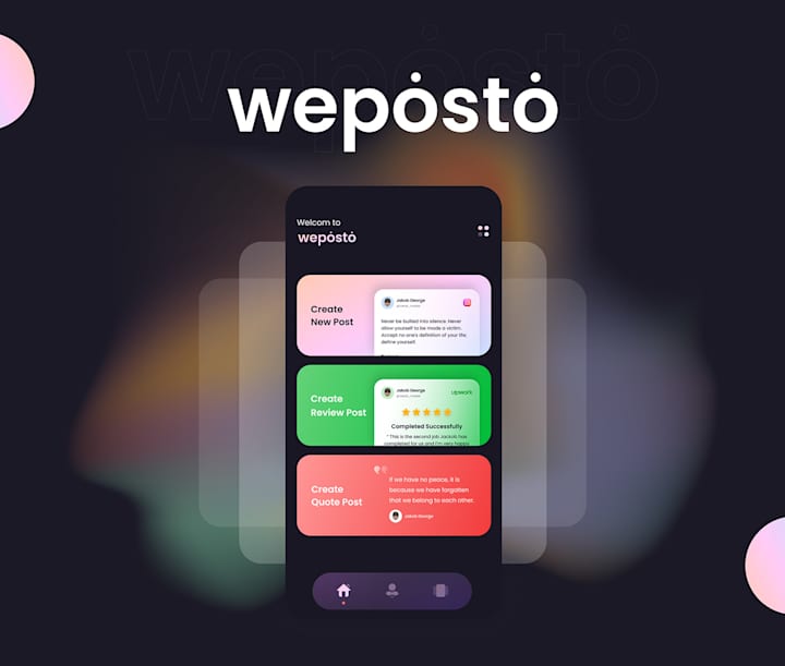 Cover image for Weposto Post Maker Mobile App UI Design on Behance