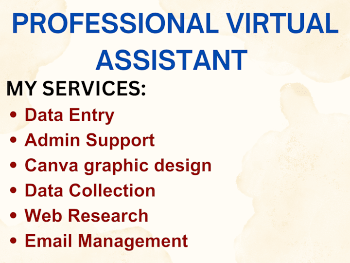 Cover image for I will do any virtual assistant, data entry and web research job