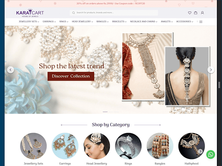 Cover image for E-commerce website for jewellery brand