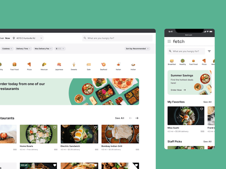 Cover image for Web Design for Fetch Food Delivery