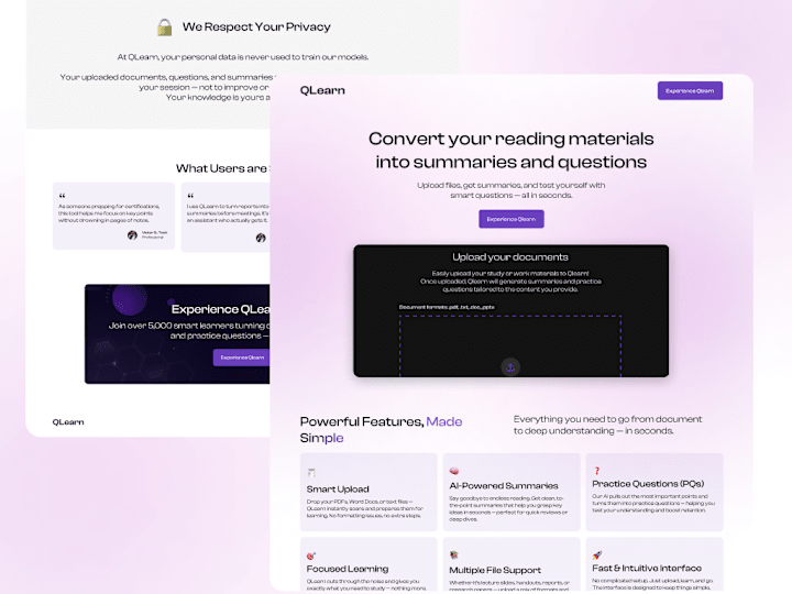 Cover image for UI/UX Design for QLearn AI Learning Platform