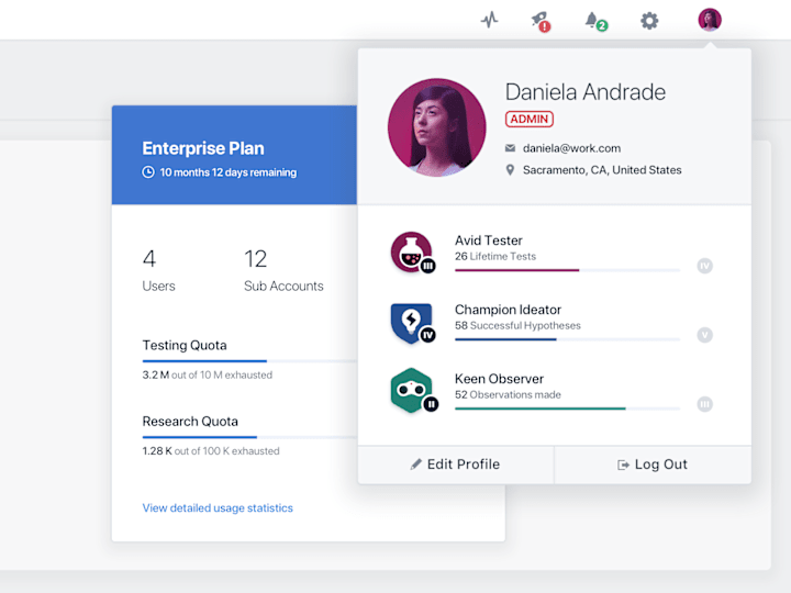 Cover image for VWO Profile Dropdown
