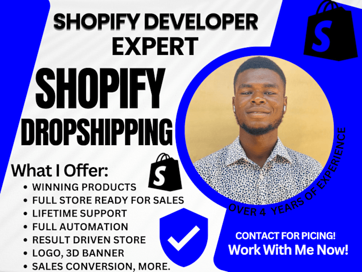 Cover image for Build a Shopify website design, and Shopify dropshipping website